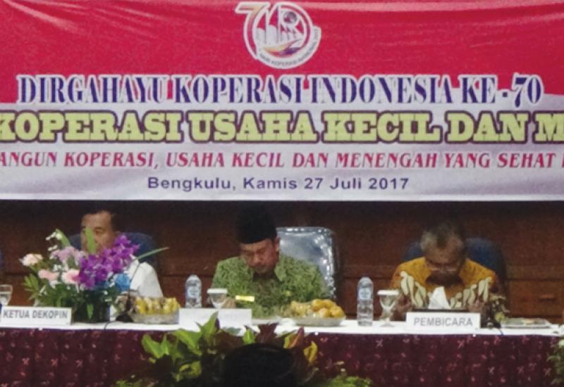 Seminar Koperasi, Usaha Kecil dan Menengah, di Gedung Pola Provinsi Bengkulu, Kamis (27/07/2017)