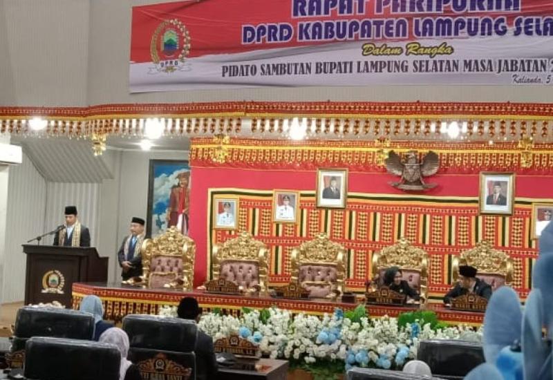 Paripurna DPRD Lamsel, Ini Penyampaian Pidato Bupati Lamsel Radityo Egi Pratama