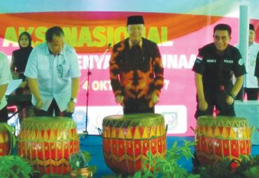 Aksi sosial penyalahgunaan obat di Badan Pengawas Obat dan Makanan Bengkulu, Rabu( 4/9/2017)